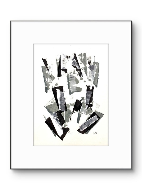 Original Abstract Expressionism 9×12 Grey and Black Handmade Signed Fine Art 20