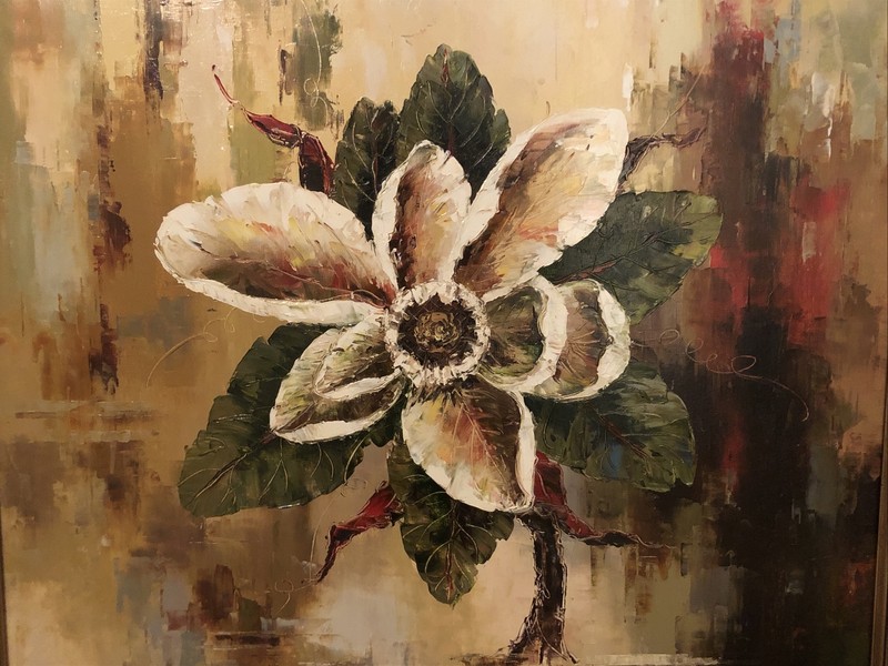 Signed VAN MATINO Still Life Flower Original Oil Canvas Painting Framed 37"x37" gallery