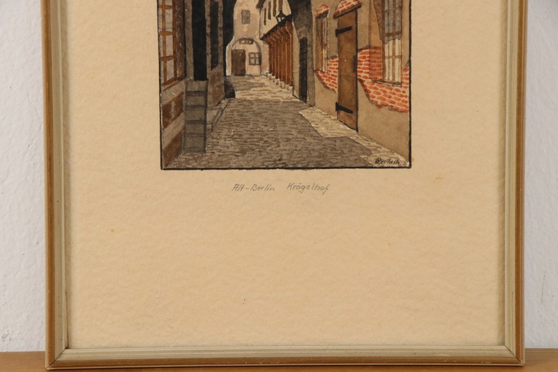 A. GERLACH Old Berlin Krögelhof Watercolor Painting around 1930 Berlin City View gallery