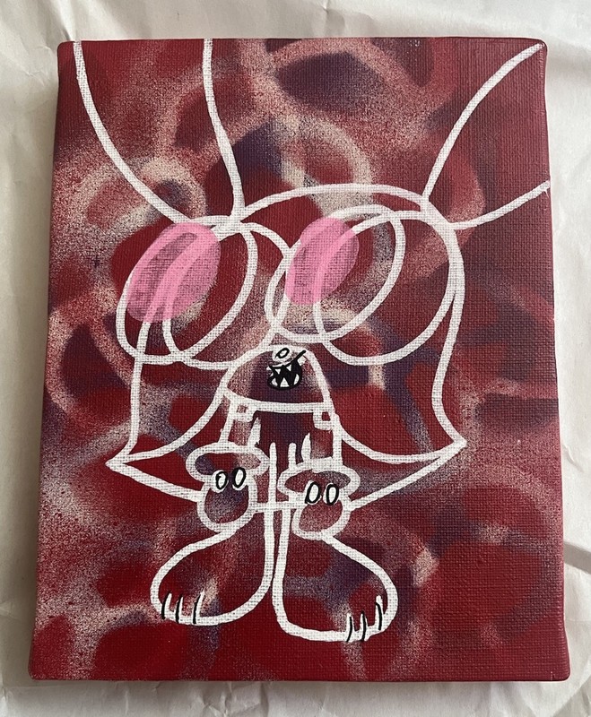 SKOLOCT JAPAN SIGNED ORIGINAL SMALL CANVAS PAINTING ART 2016 PARIS FASHION WEEK