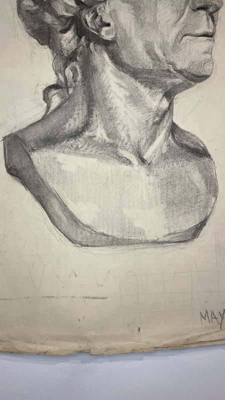 Two Sided Antique French Charcoal Sketch gallery