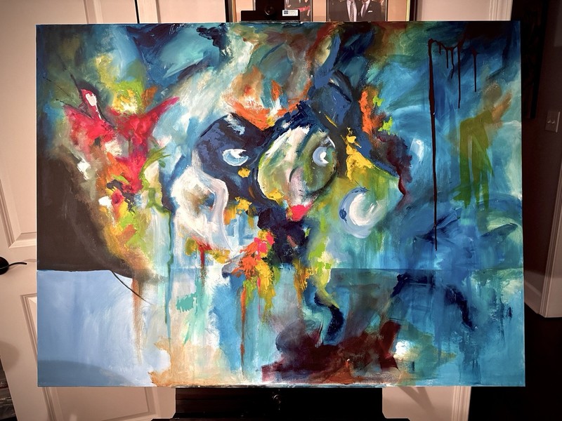Abstract Multicolor, Painting Wall Art, Unframed Single 48x36” gallery