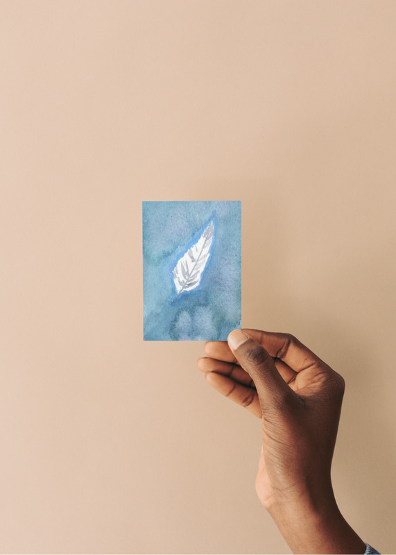 ACEO Art Trading Card Hope Floats Feather OOAK Original Painting Acrylic Marker gallery