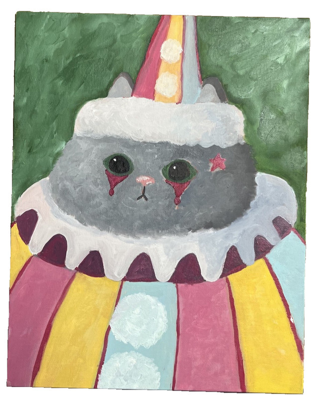 Kitty Jester Oil Painting – 11×14