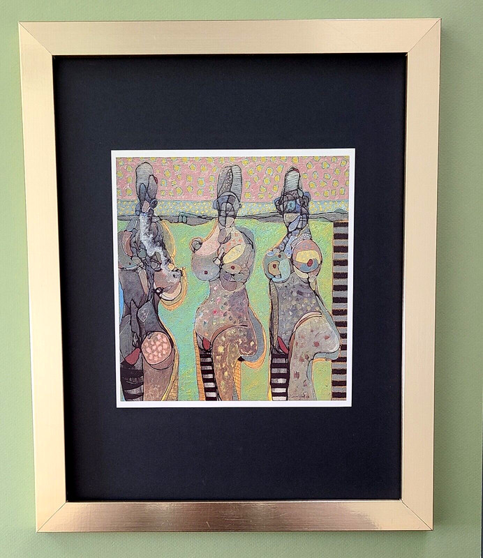 Vladimir Cora + Vintage Modern Abstract Print + Mexican Artist + Framed
