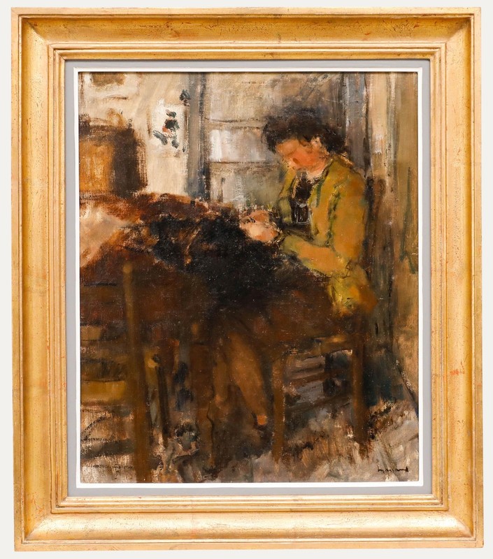 Albert Mascaux (1900-1963) – Mid 20th Century Oil, The Seamstress