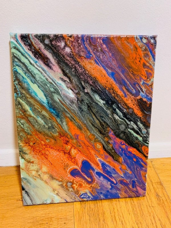 Modern Multicolor Painting – Epoxy Resin Clearcoat – 11 X 14 Inches – Original
