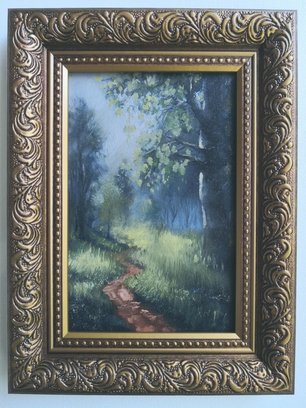 Original Oil Painting in a Frame 6х4 in Fairytale Forest Miniature Signed