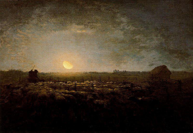 Oil painting Millet View of The frass of the herd, light of the moon canvas 36″