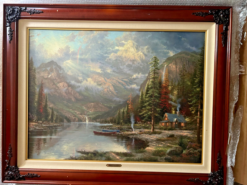 RARE -Thomas Kinkade Mountain Majesty – Framed Canvas Beauty!