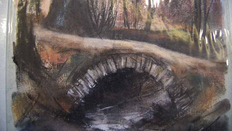 Franz Ehmke 1928 -2018 Berlin Pastel At Nonnenfließ Beautiful Wood Bach Bridge gallery