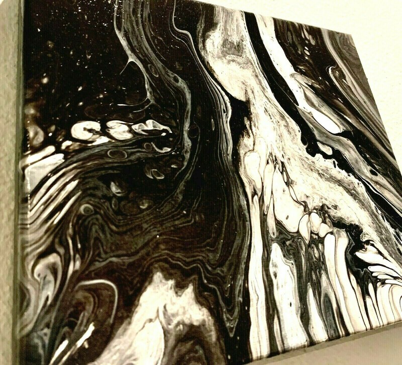 Original Abstract Acrylic Painting Canvas home decor wall art black & white B&W gallery