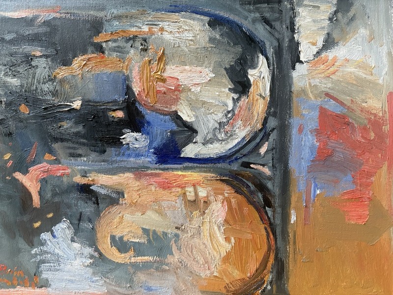 Abstract Oil Painting On 16”x20” Canvas Modern Nautical Composition Original gallery