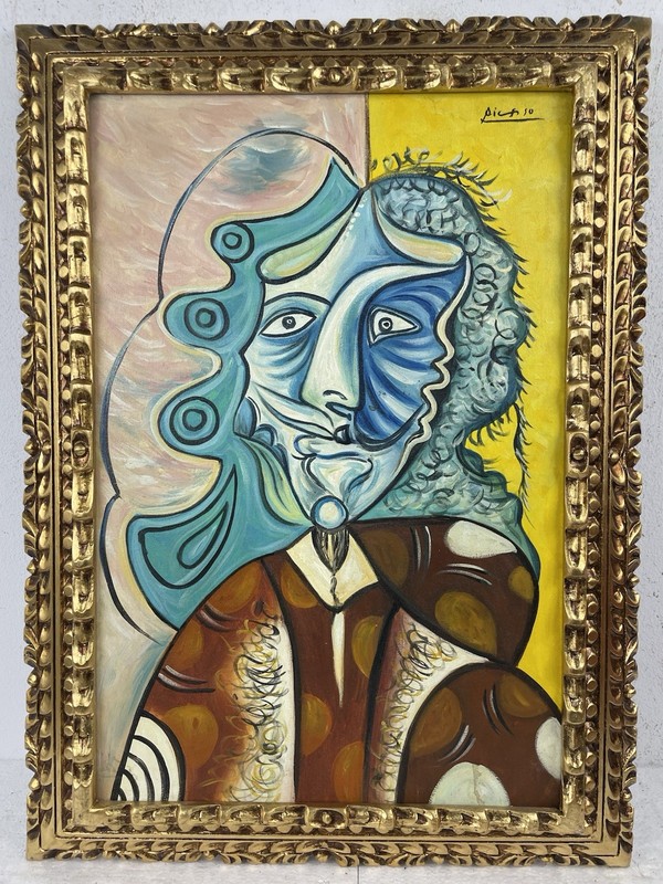 Pablo Picasso Oil On Canvas (Handmade) signed and stamped Framed