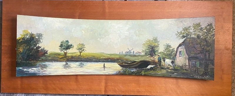 House Garden at the Water’s Edge North German H. Weißenfels Antique around 1970