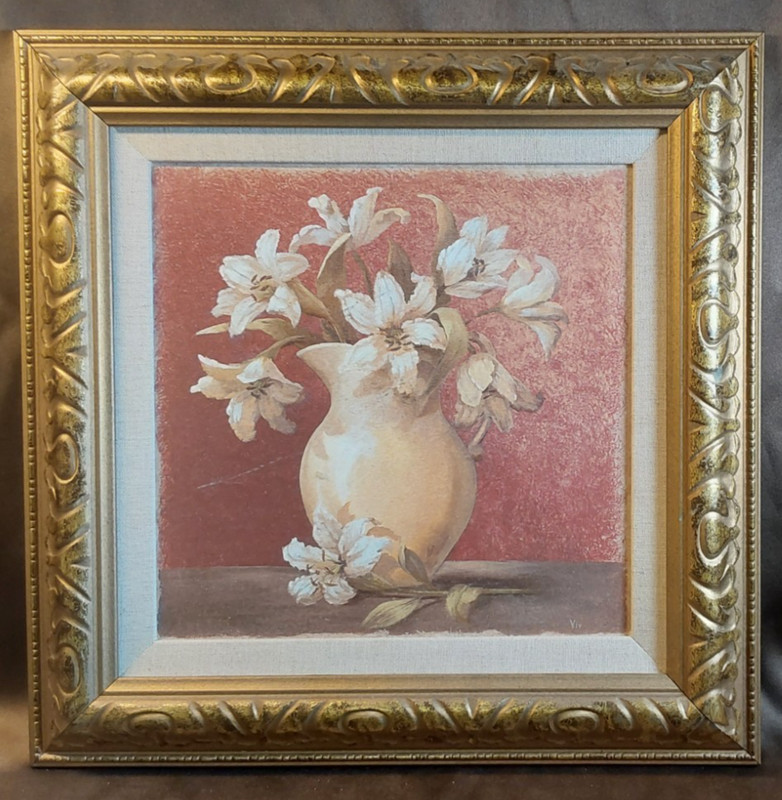 CLASSY WALL ART - WATER PITCHER WITH LILLIES - 18 IN X 18 IN - FRAMED gallery