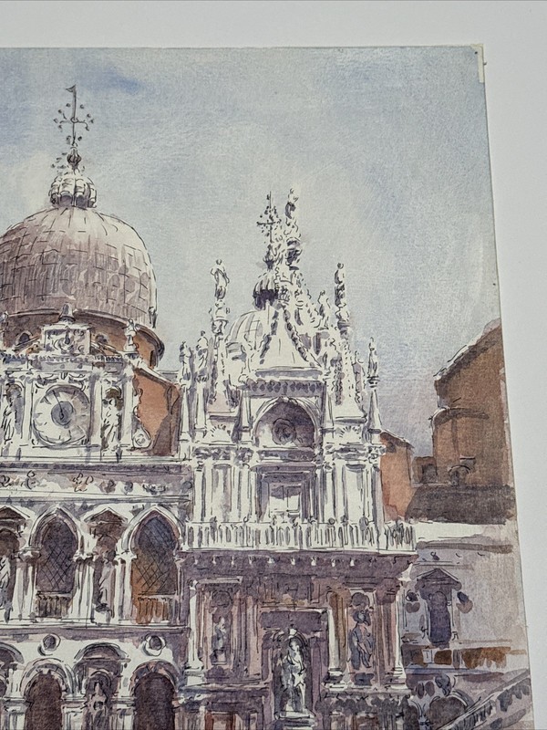 VENICE COURTYARD PAINTING ITALY ARCHITECTURE FAMOUS MAURICE SILBER LISTED 24" gallery