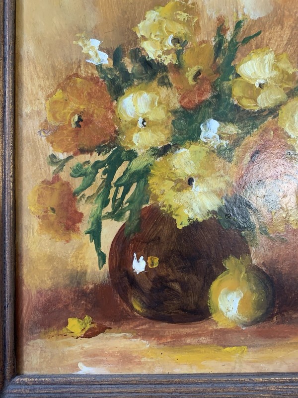 John Daniel Slavin Vintage Original Oil Still Life Painting On Board Signed gallery