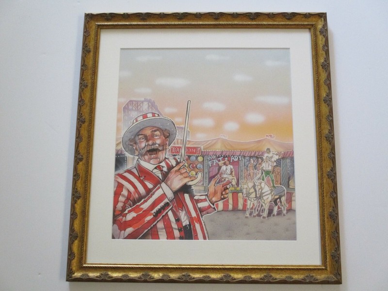 VINTAGE RETRO CIRCUS PAINTING ORIGINAL ILLUSTRATION FOR CARNIVAL SIDE SHOW