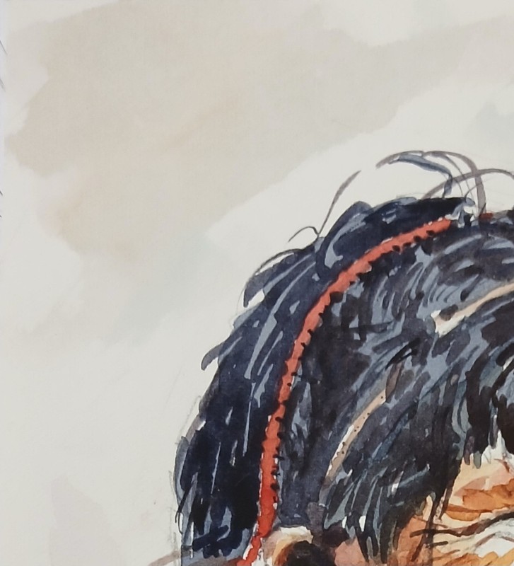 Original Small Watercolor "Portrait Study" 7.1/2" X 5.1/2" gallery