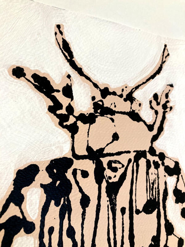 SLOOG Original Art Unique Expressionism Painting on Paper 9x12 Ink Blot Beetle gallery