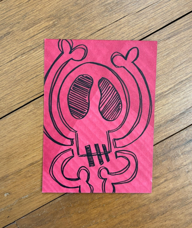ACEO Original Art «Silly Skull» – 2.5×3.5″ Marker and Pen on Paper