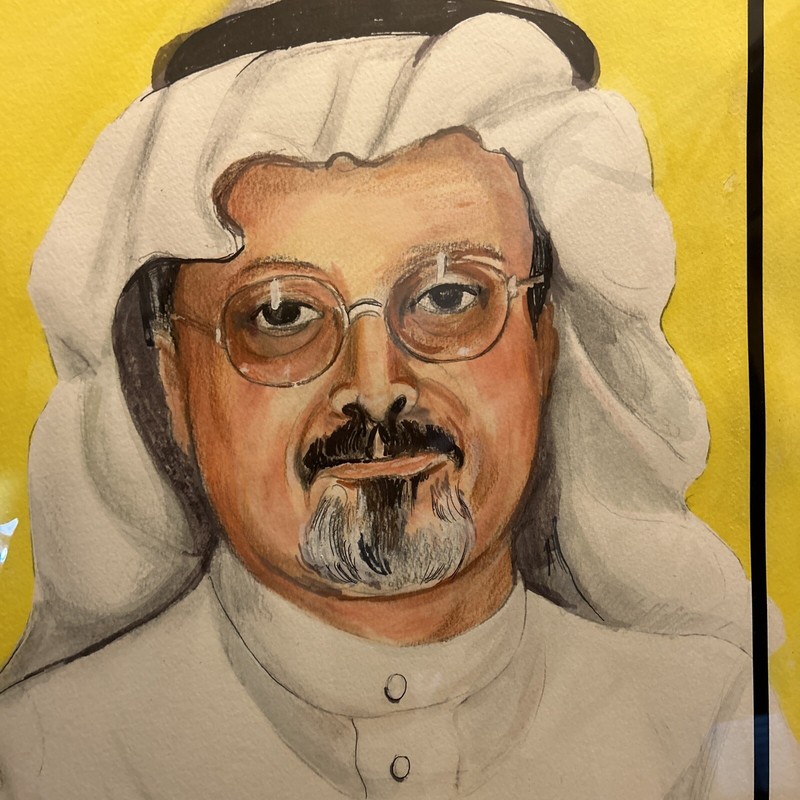 Original Painting JAMAL KHASHOGGI by Curt Iverson Hallmark Card Artist gallery