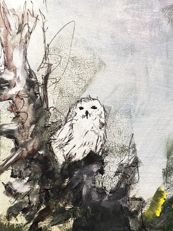 Original Abstract Snowy Owl 12x16 Impressionism Living Room Signed Art 363 gallery