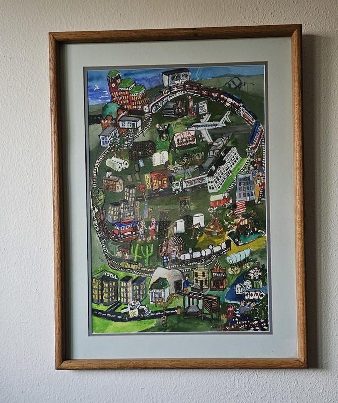 Original James L. Miller «In The Center Of Things» Water Color Signed.