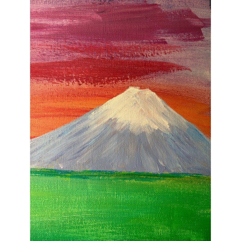 Hand painted acrylic original painting cherry blossom tree Mount Fuji Japan gallery