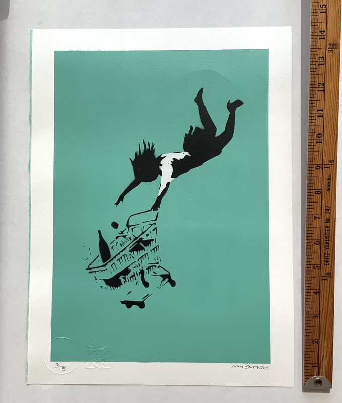 Shop Till You Drop Spray Paint Art by NOT BANKSY 2/5 With COA