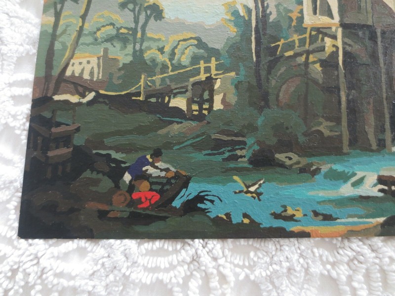 WATERMILL Building Stream PAINT BY NUMBER PAINTING - 24" x 18" gallery