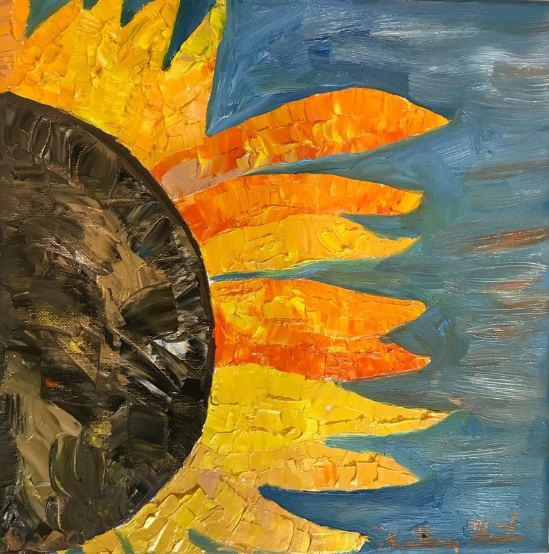 Original Oil Painting Brittony Martin 12 x 12 "SUNNY FLOWER"