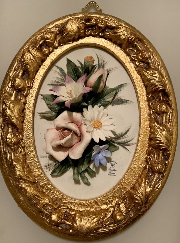 Flower Panel in Ceramic Porcelain From Italy Import Rose Daisy Gift Italian Art