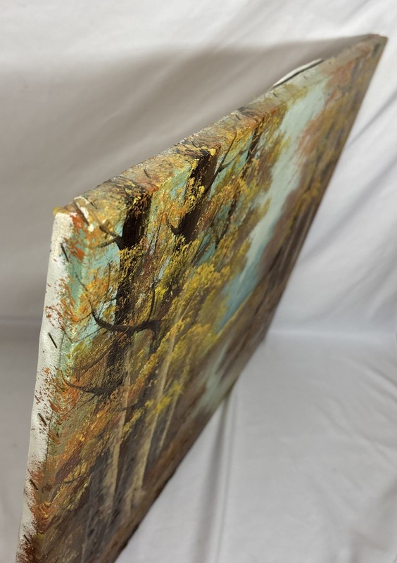 Vintage Mid Century Original Landscape Oil Painting Signed Smith 24" by 20" gallery