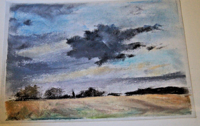 Franz Ehmke *1928-2018 Pastel Field Panorama near Blankenfelde in Winter