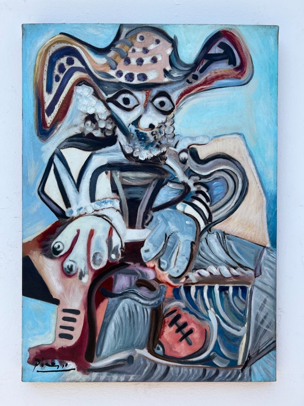 Pablo Picasso , Painting Oil On Canvas , signed stamped vintage 50 x 70 cm