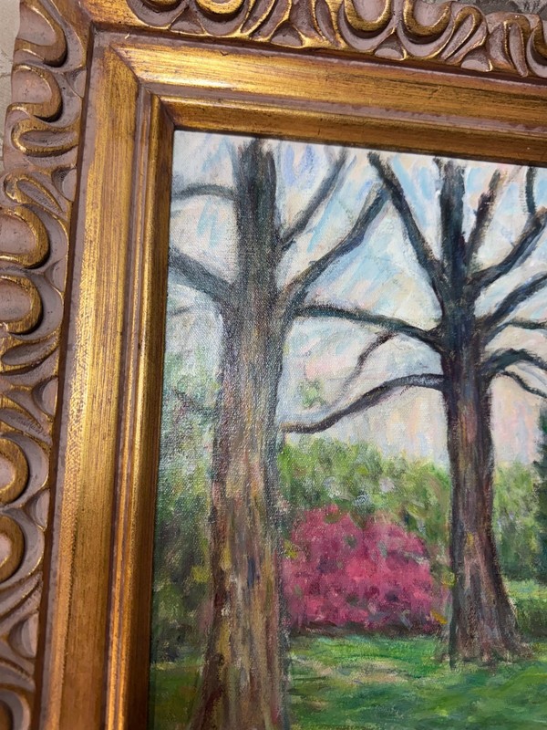 Richard A Schmueckle (1903 - 1988) "Park Landscape Scene"- Oil Painting - Framed gallery