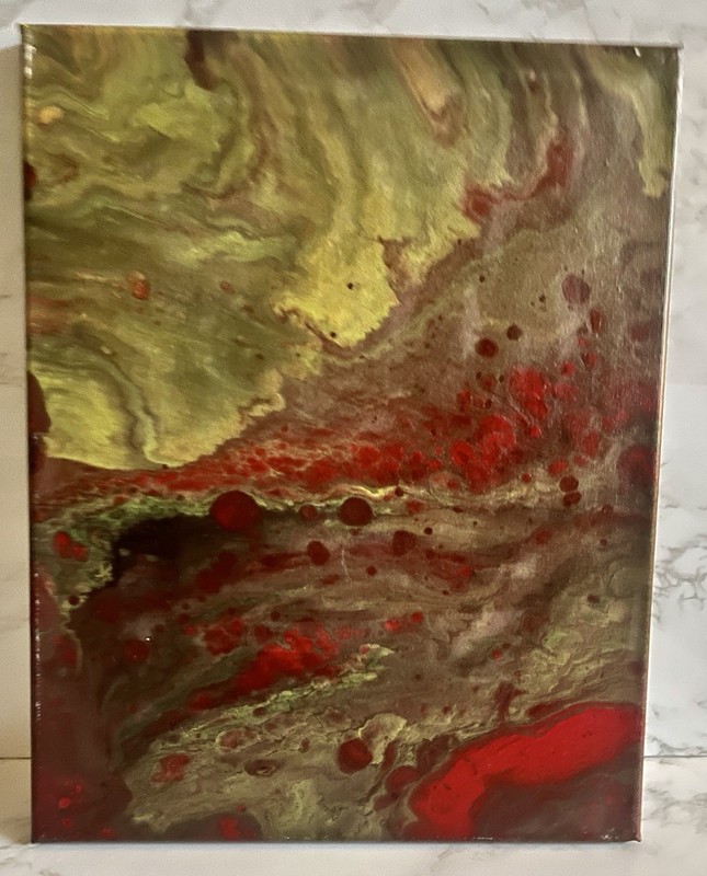 Abstract Acrylic Pour On Canvas Panel Hand Painted Art -Size: 11x14 -Unframed gallery