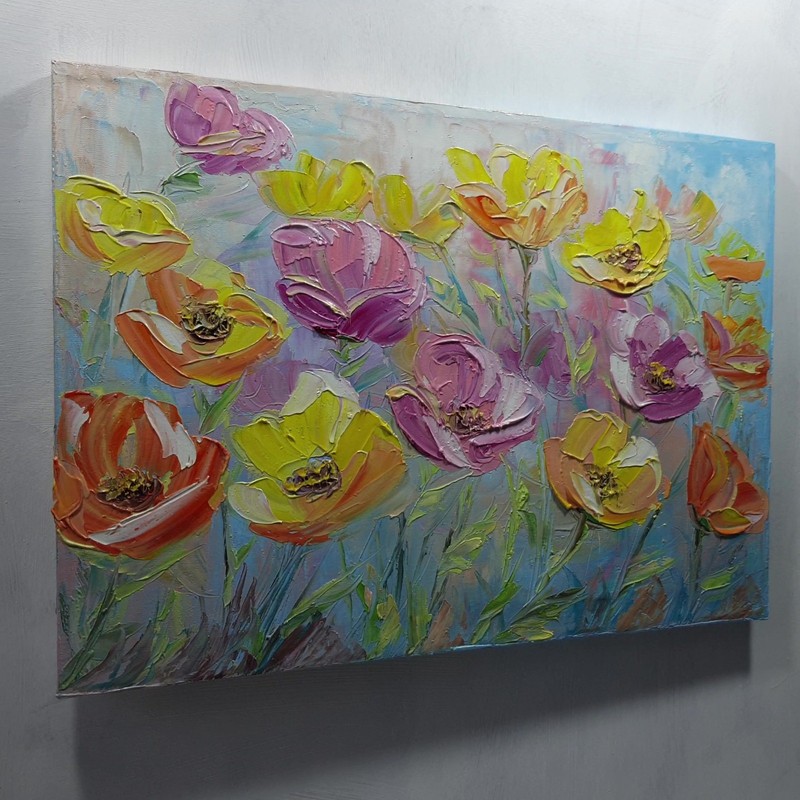 Garden of Soft Colors Original Flower Painting Floral Wall Art Pastel Decor gallery