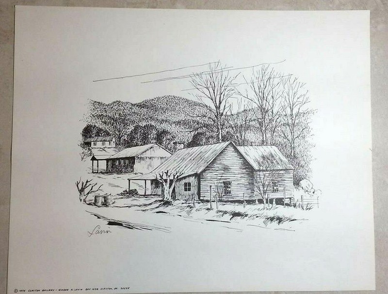 ART LITHOGRAPH SIGNED GINGER A. LAVIN 1975 CLAYTON GALLERY IN BLACK & WHITE
