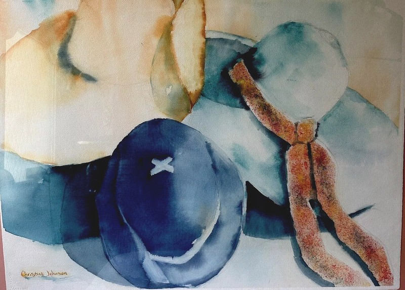Original Art Watercolor Impressionist "Hats" Austrialian Artist Cristine Johnson gallery