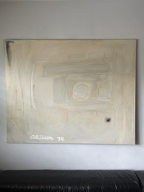 LARGE VINTAGE MODERN ABSTRACT EXPRESSIONIST OIL PAINTING OLD MODERNISM 1974 gallery