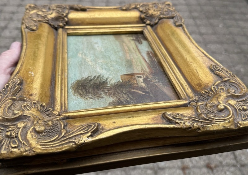 Smaller Antique Oil Painting 19th. Century: Lake House Motif From Denmark gallery