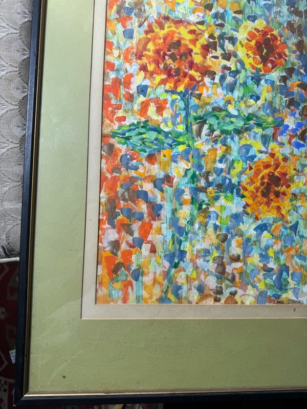 Large Lane Stanley 1963 "Abstract Composition" Mixed Media Painting - Framed gallery