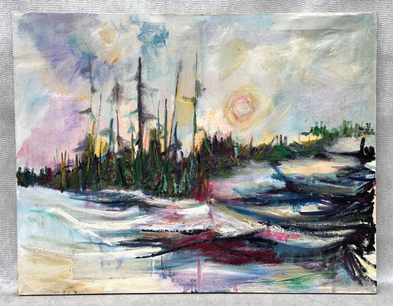 SHEEHAN ABSTRACT EXPRESSIONIST OIL PAINTING MID CENTURY AVANT GARDE LANDSCAPE