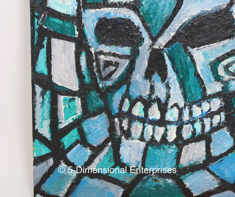 Jack Larson Zombie Artist: Blue-Green "Sugar Skull" 11 x 14" Acrylic on Board gallery