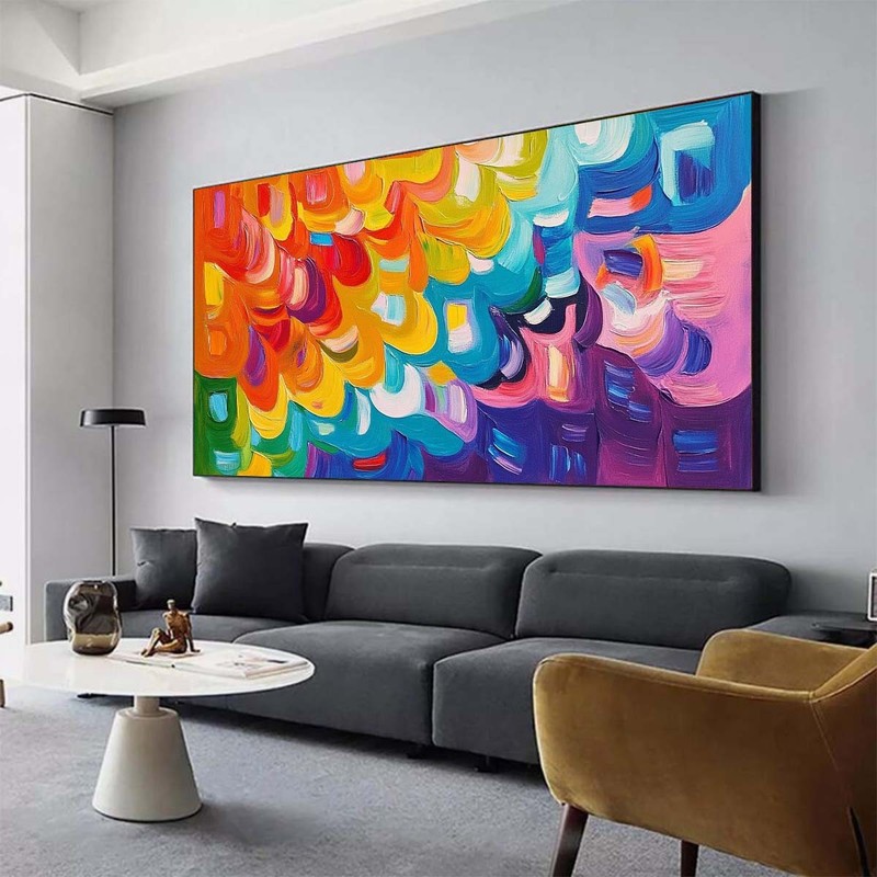 Hand Painted Oil Painting on Canvas Modern Abstract Texture Living Room Pink