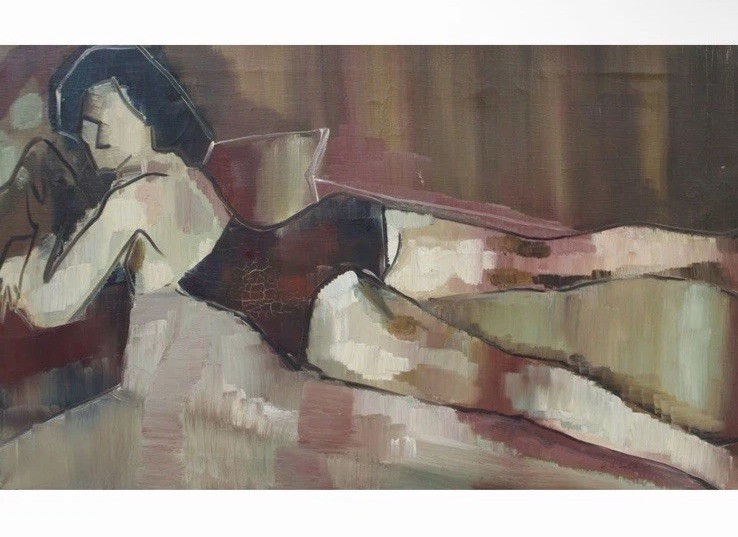 Vintage Oil Painting On Canvas F.B. Sybil 1962
