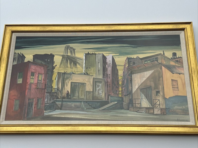 PAINTING ILLUSTRATION URBAN NIGHT MID CENTURY WEST SIDE STORY CITYSCAPE WOMAN gallery